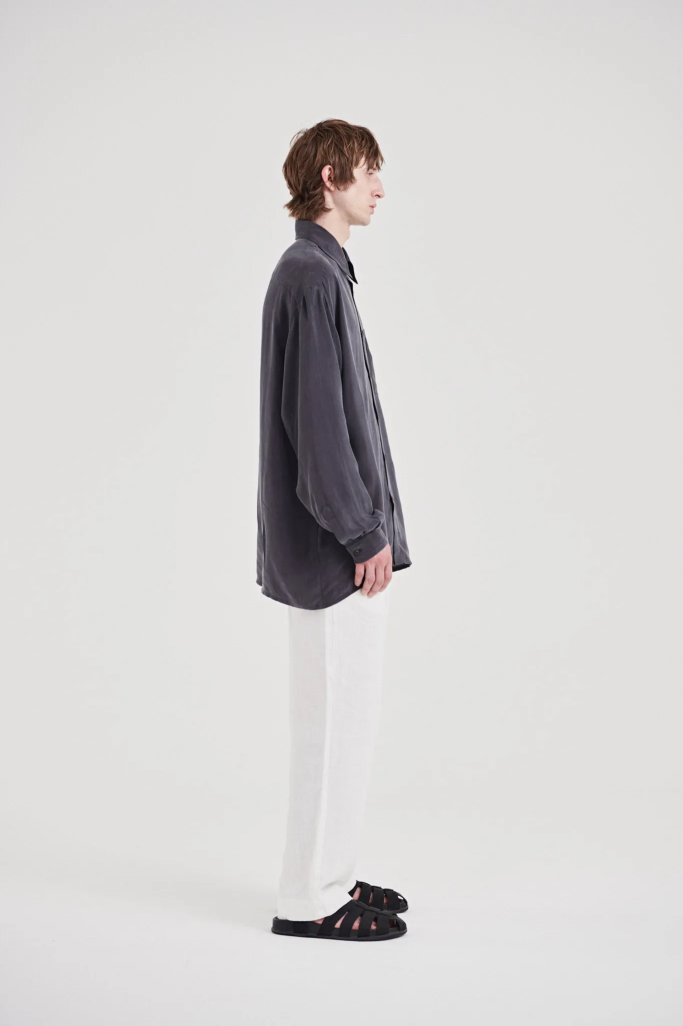 06/ 90's Vegan Silk Shirt Charcoal