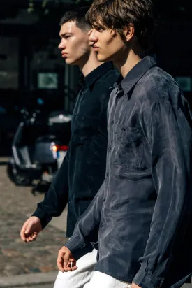 06/ 90's Vegan Silk Shirt Charcoal