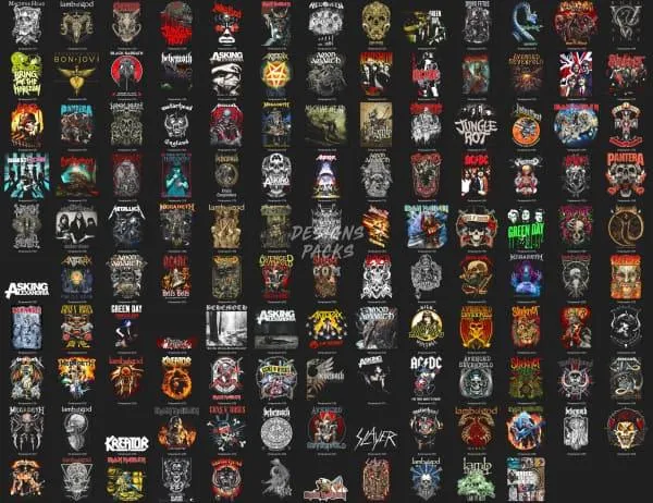 220 Rock Metal V4 Halftone Designs Bundle PNG