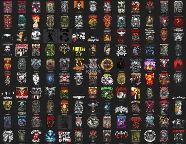 220 Rock Metal V4 Halftone Designs Bundle PNG