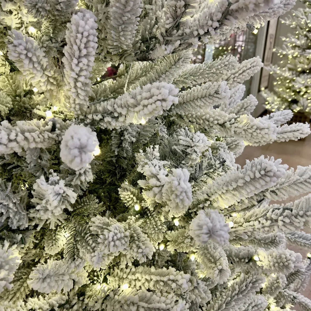 7.5' Flock Balsam Fir Tree With Lights