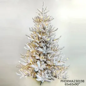 7.5' Flock Balsam Fir Tree With Lights