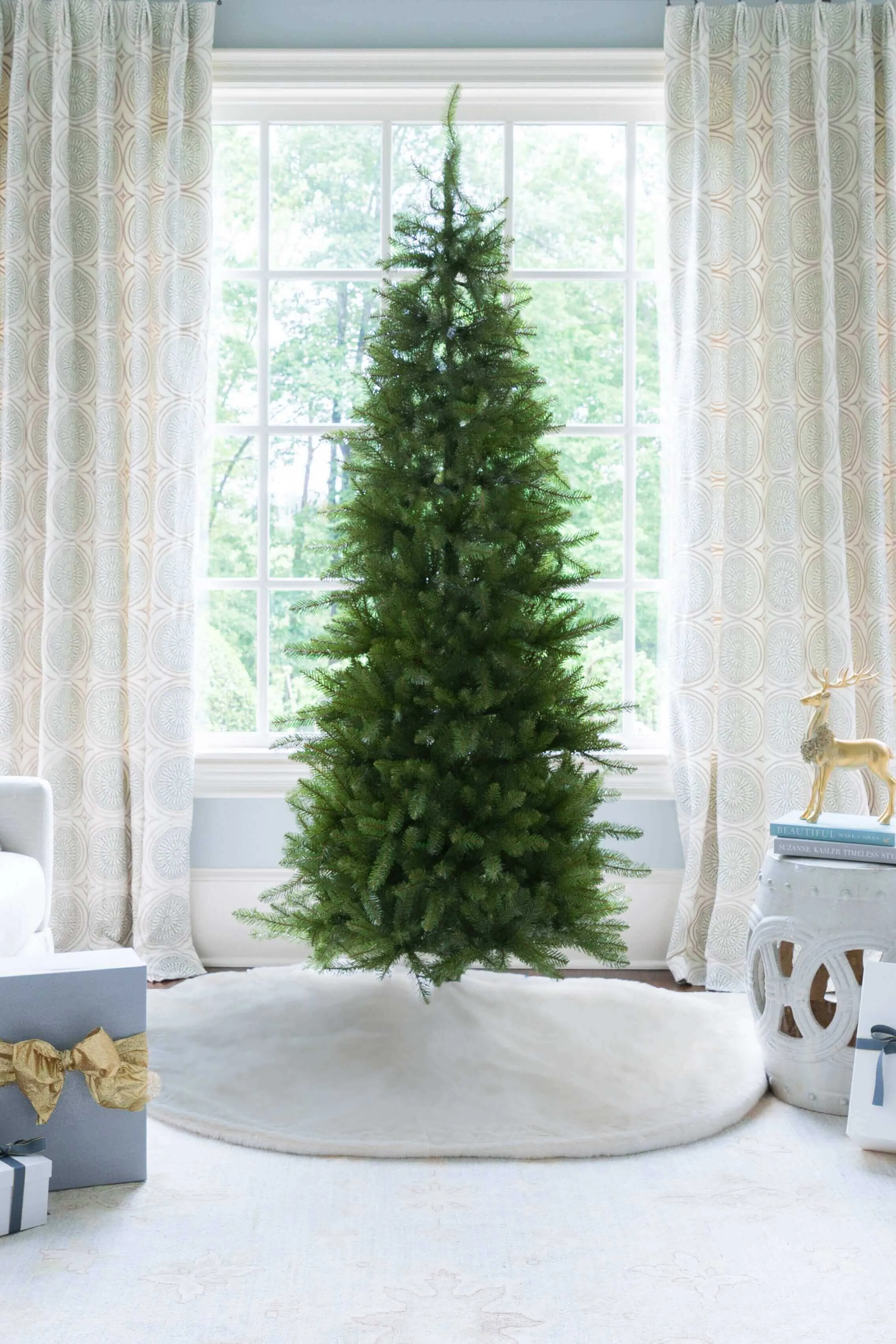 7.5' Yorkshire Fir Slim Tree with Warm White LED Lights - OPEN BOX - FINAL SALE