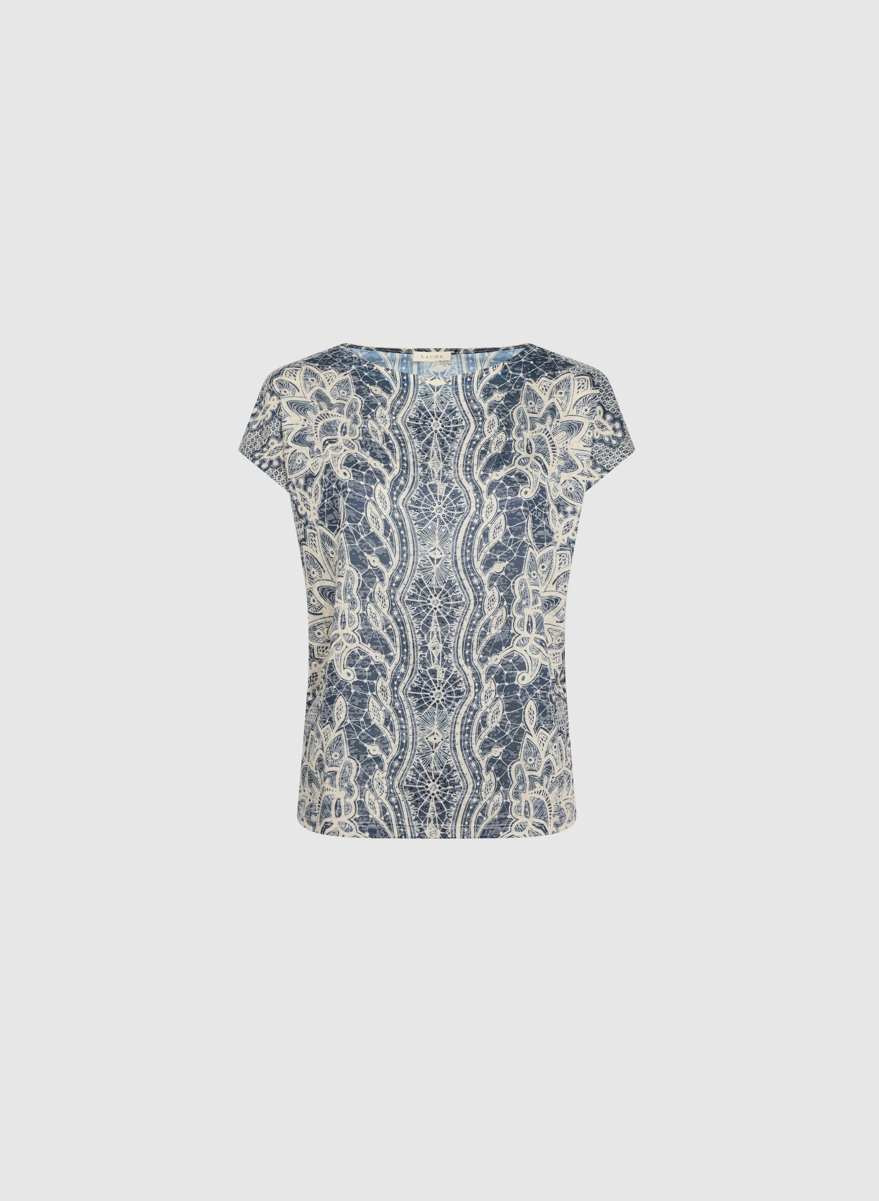 Abstract Print Burnout T-Shirt