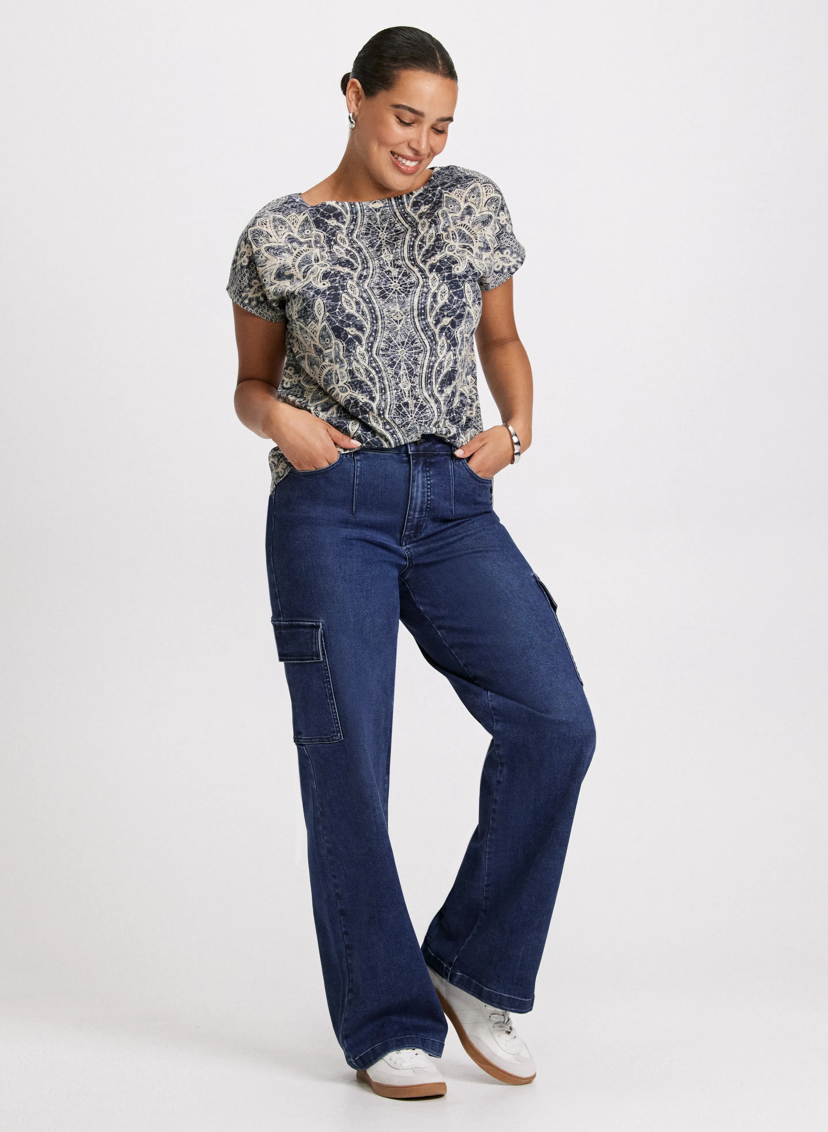 Abstract Print Burnout T-Shirt