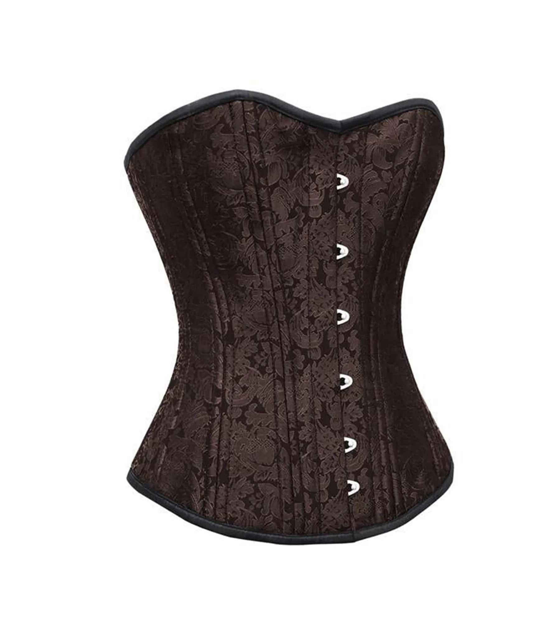 Affra Brown Brocade Waist Training Overbust Corset