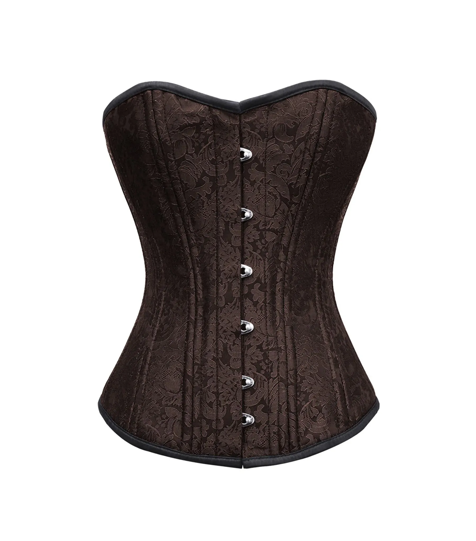 Affra Brown Brocade Waist Training Overbust Corset