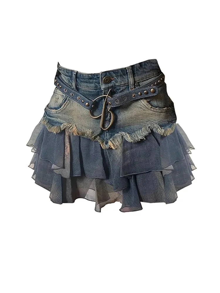 Aiertu Women Patchwork Skirt Vintage Y2k Summer Skirt Harajuku Korean Style Streetwear Elegant Fashion A-line Mini Skirt Pippie Clothes