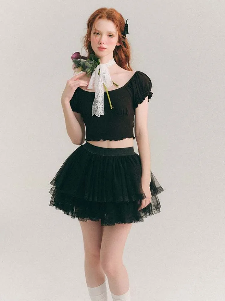 Airy Gauze Lace Ballet Tutu Skirt【s0000007382】