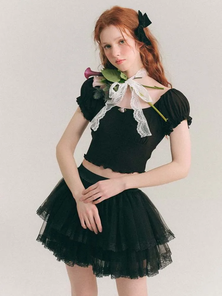 Airy Gauze Lace Ballet Tutu Skirt【s0000007382】