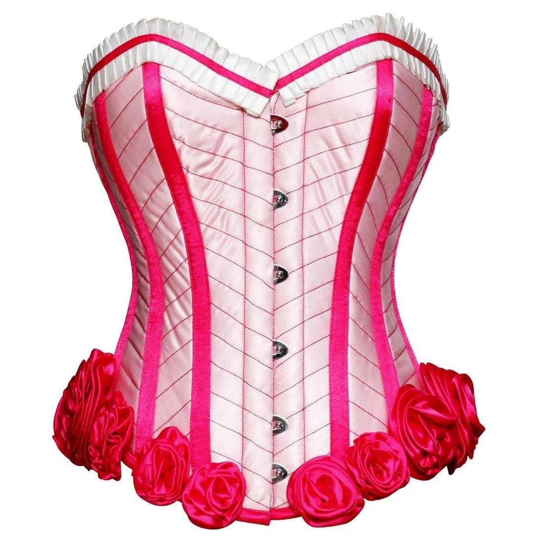 AUTHENTIC STEEL BONED PINK SATIN OVER BUST CORSET