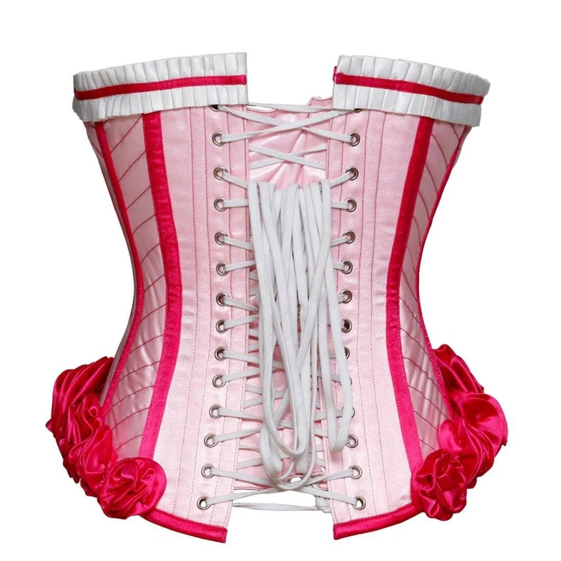 AUTHENTIC STEEL BONED PINK SATIN OVER BUST CORSET