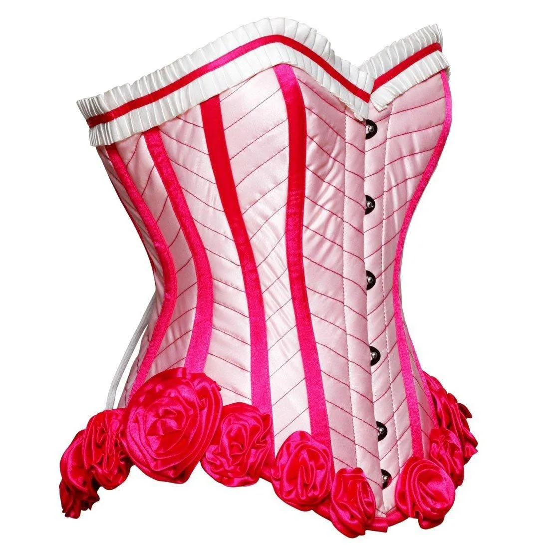 AUTHENTIC STEEL BONED PINK SATIN OVER BUST CORSET