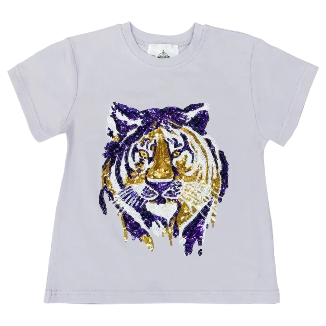 Belle Cher Sequin Top - Lavender Tiger