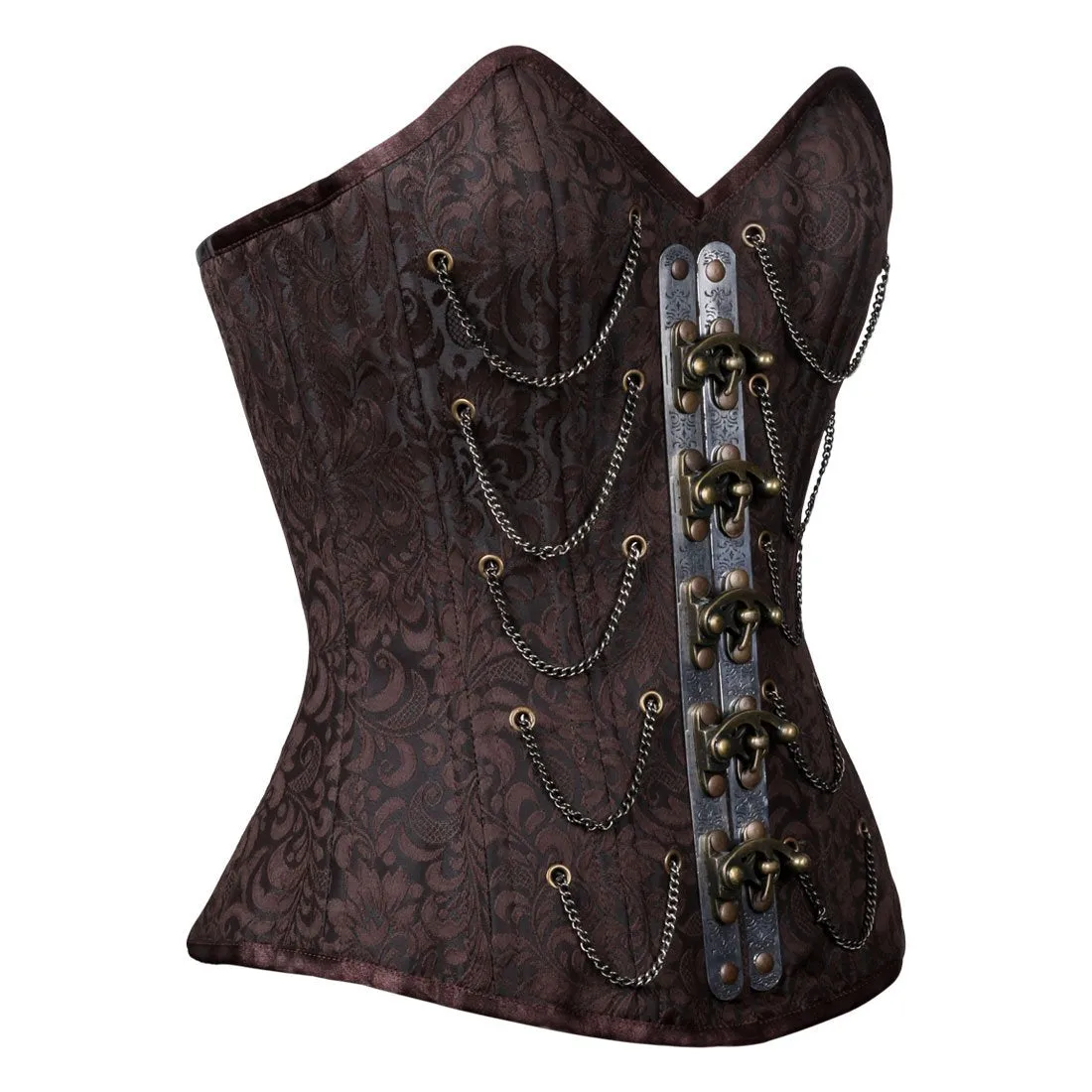Bertram Authentic Steel Boned Steampunk Waist Training Overbust Corset