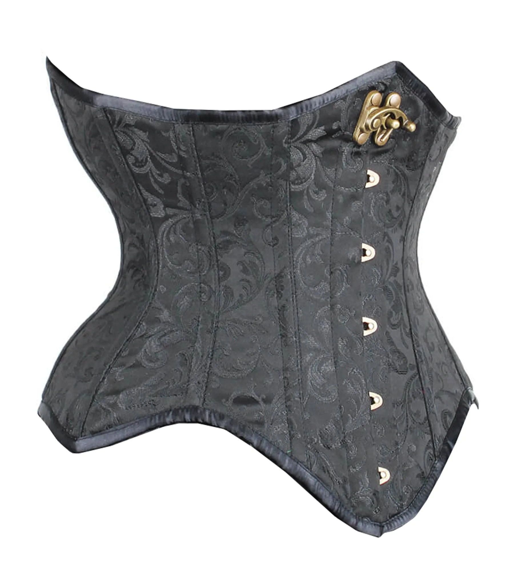 Black Brocade Waist Reducing  Underbust Corset