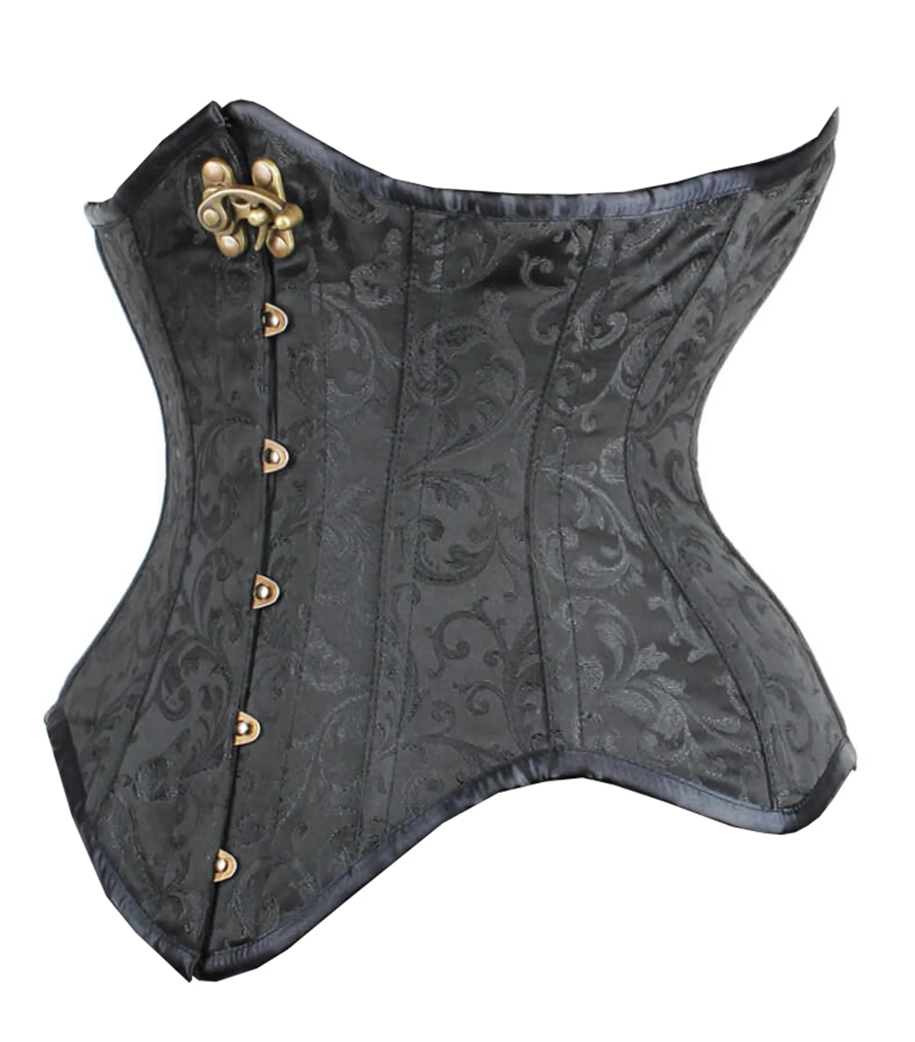 Black Brocade Waist Reducing  Underbust Corset