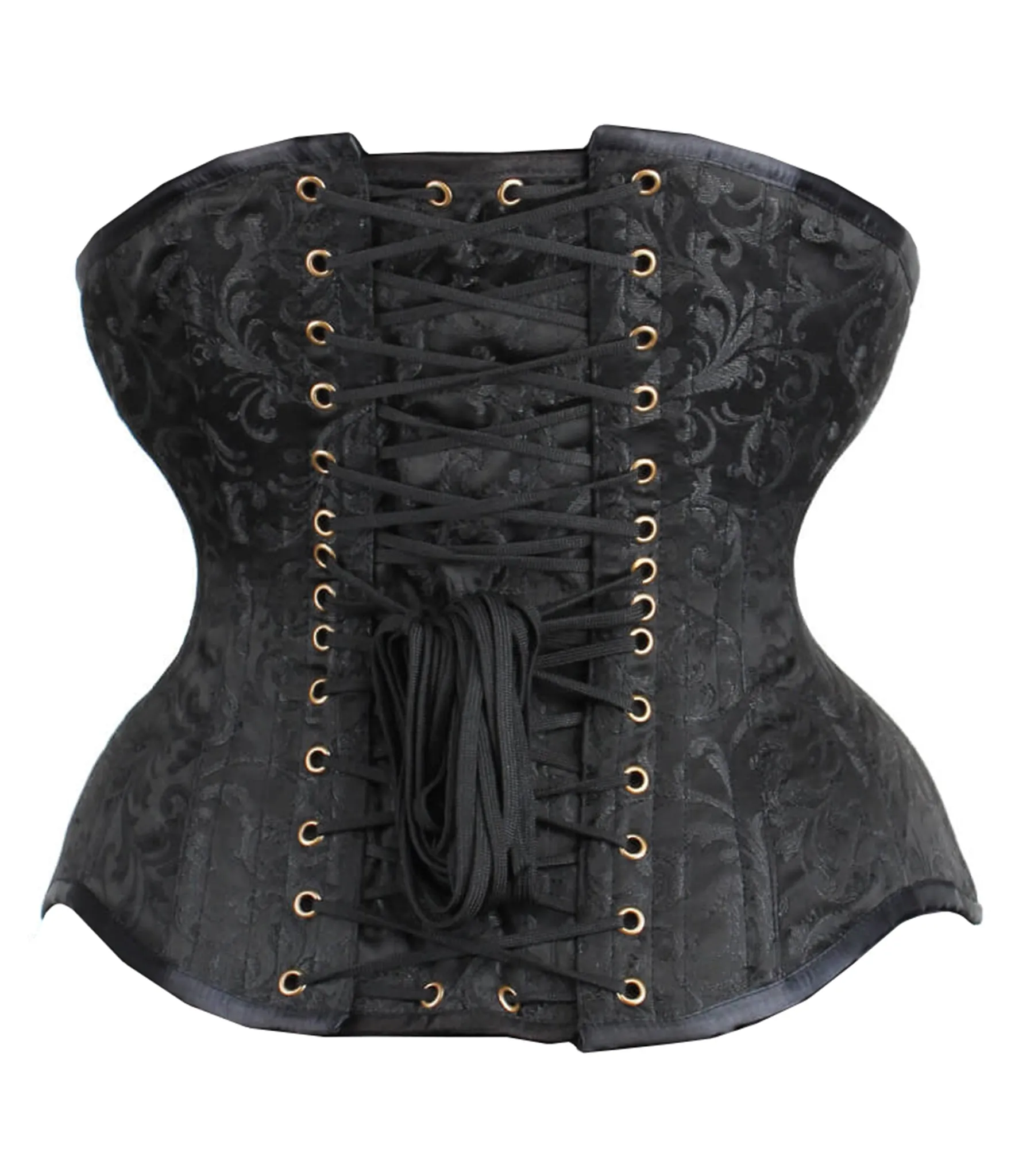 Black Brocade Waist Reducing  Underbust Corset