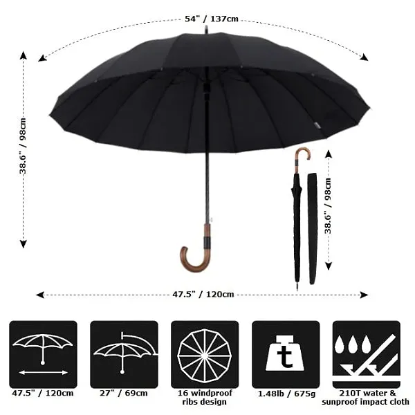 Black Gentleman's Windproof Umbrella