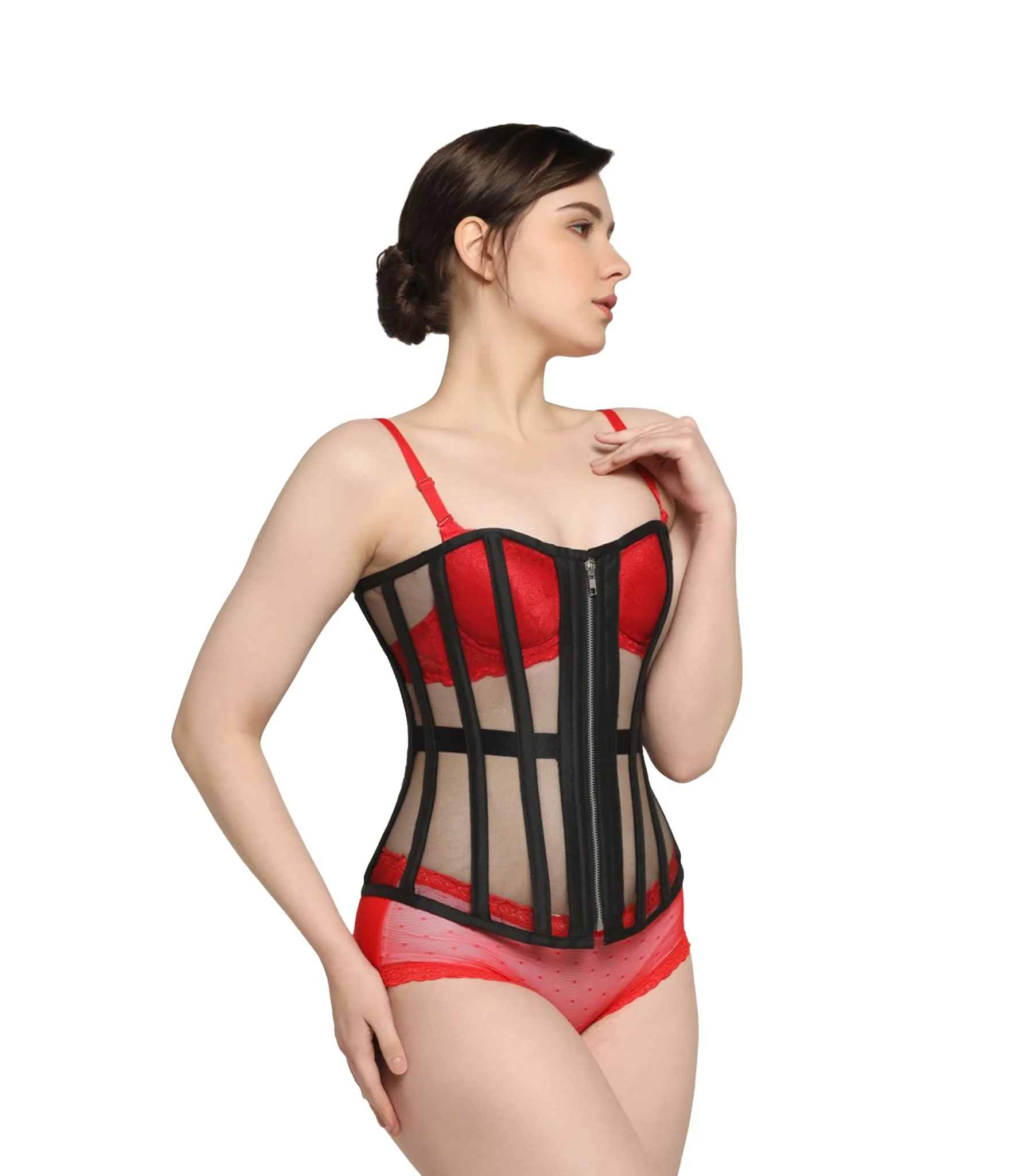 Black Mesh Overbust Corset