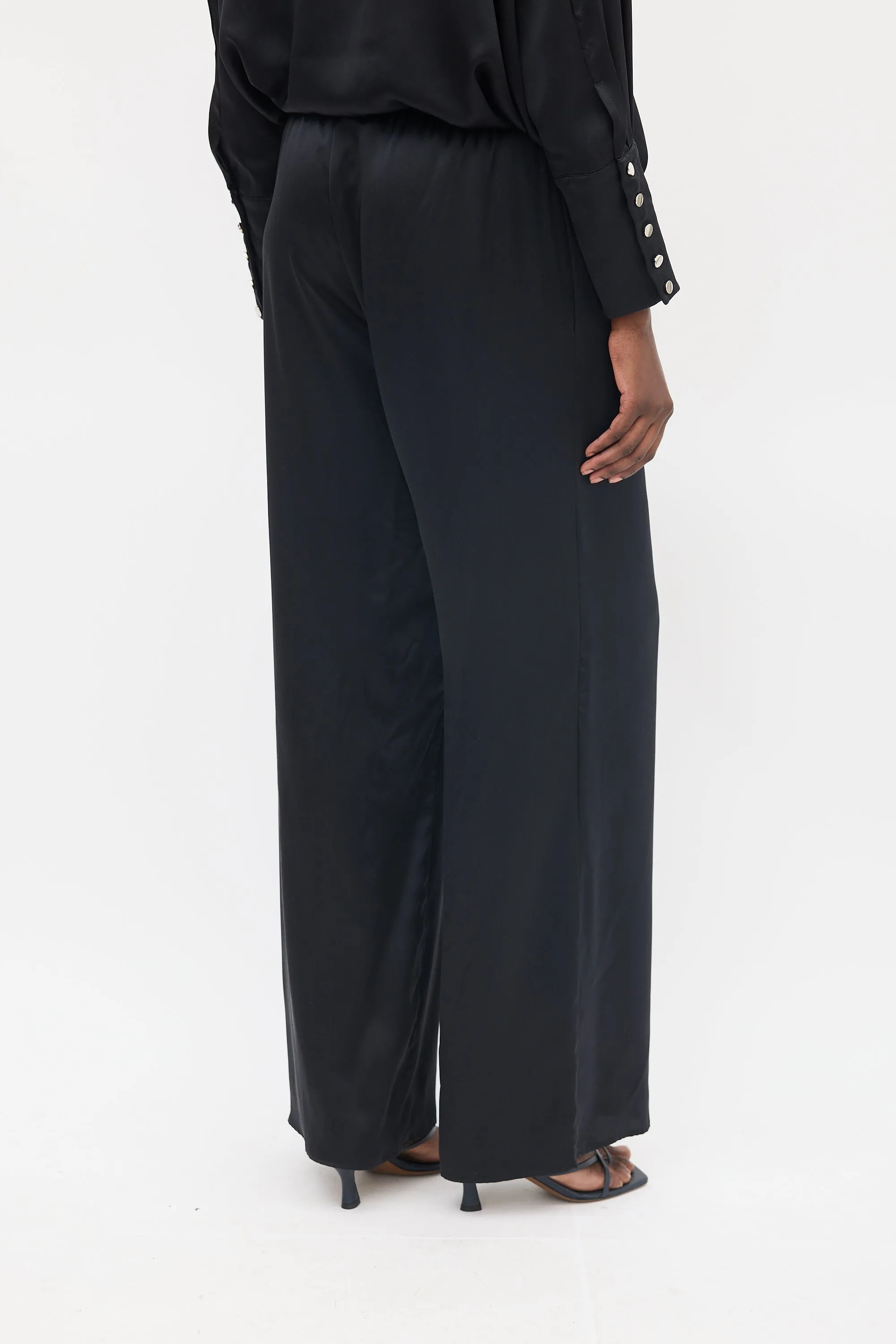 Black Silk Shirt & Pant Co-Ord Set