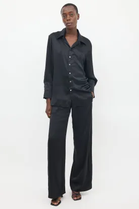 Black Silk Shirt & Pant Co-Ord Set