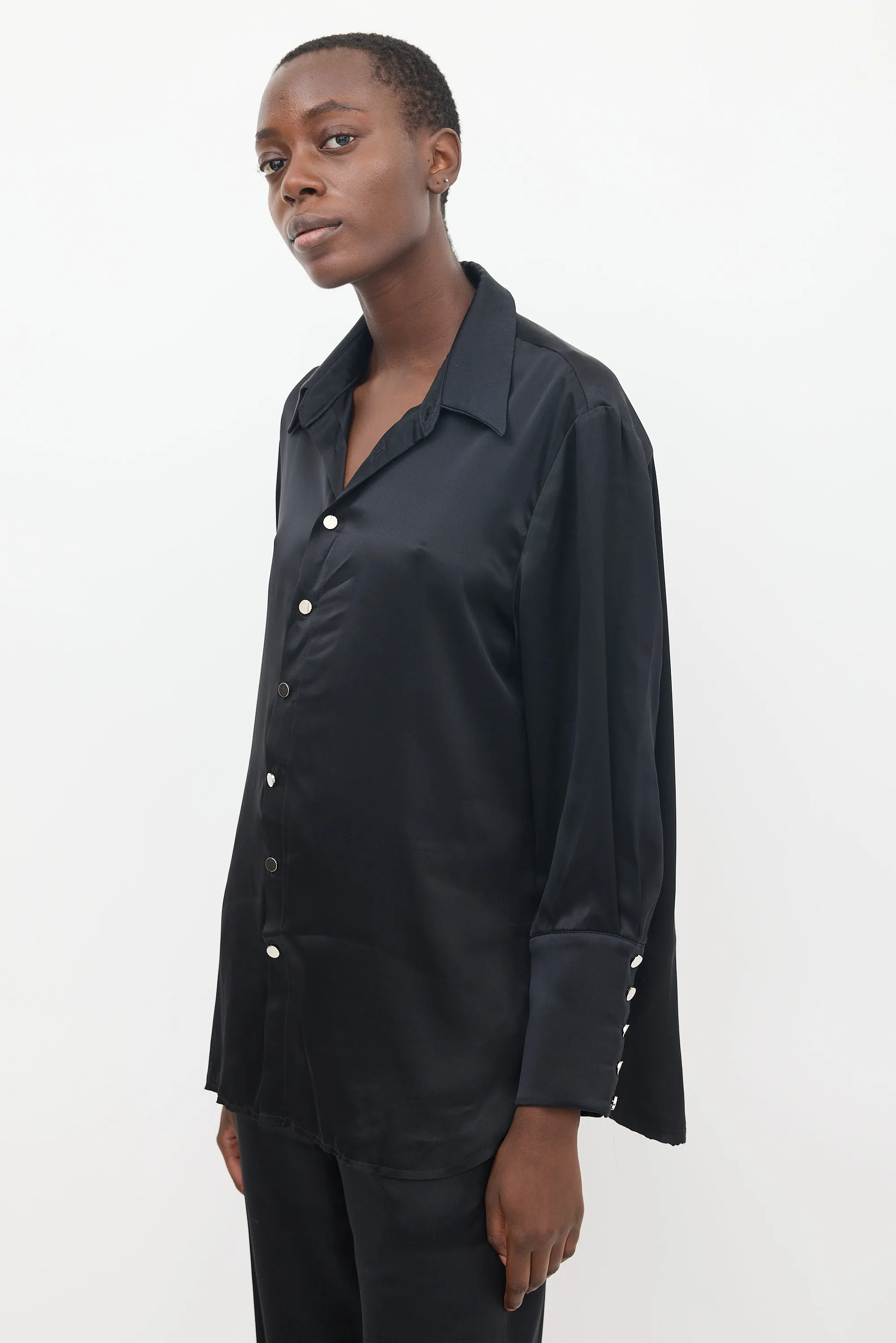 Black Silk Shirt & Pant Co-Ord Set