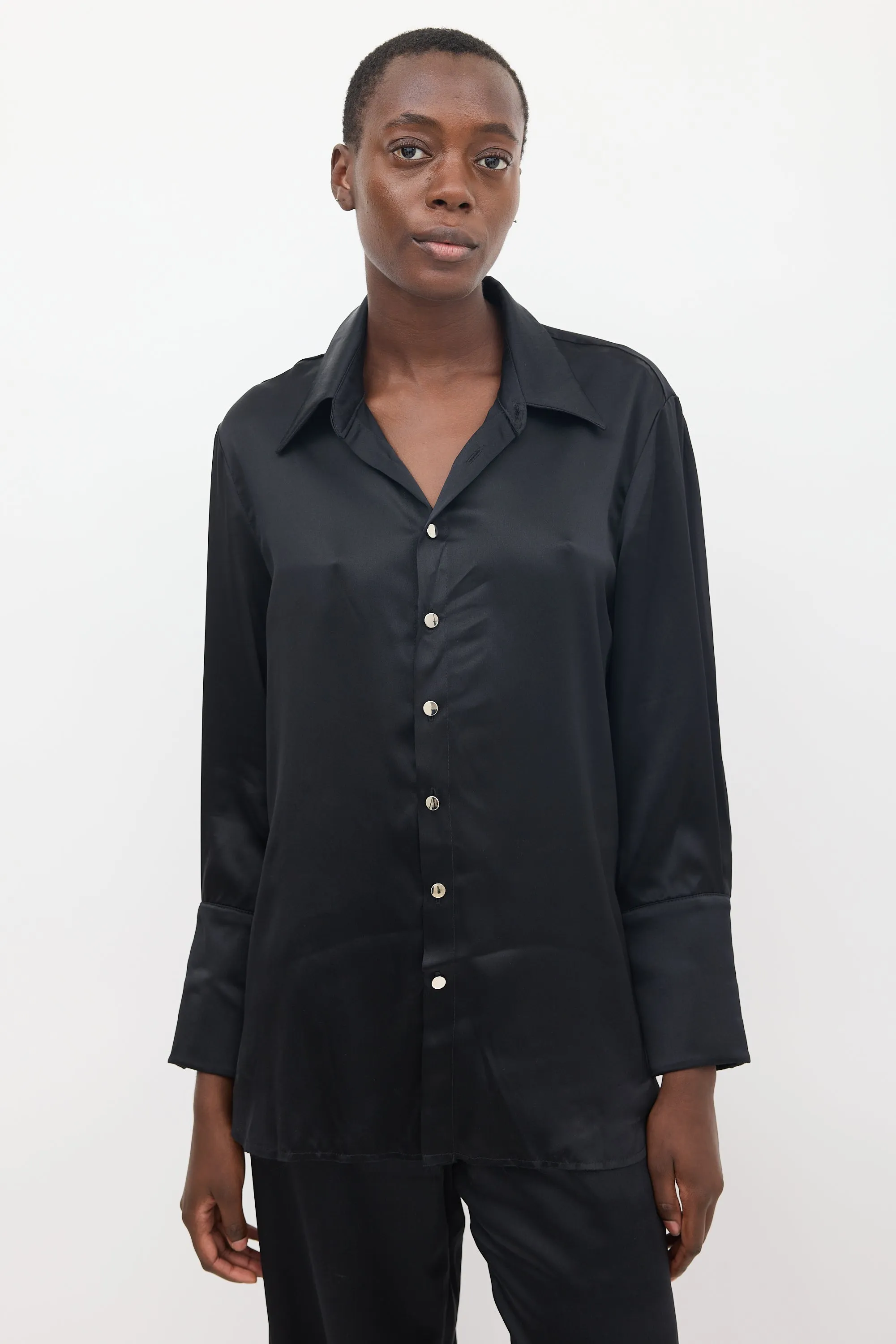 Black Silk Shirt & Pant Co-Ord Set