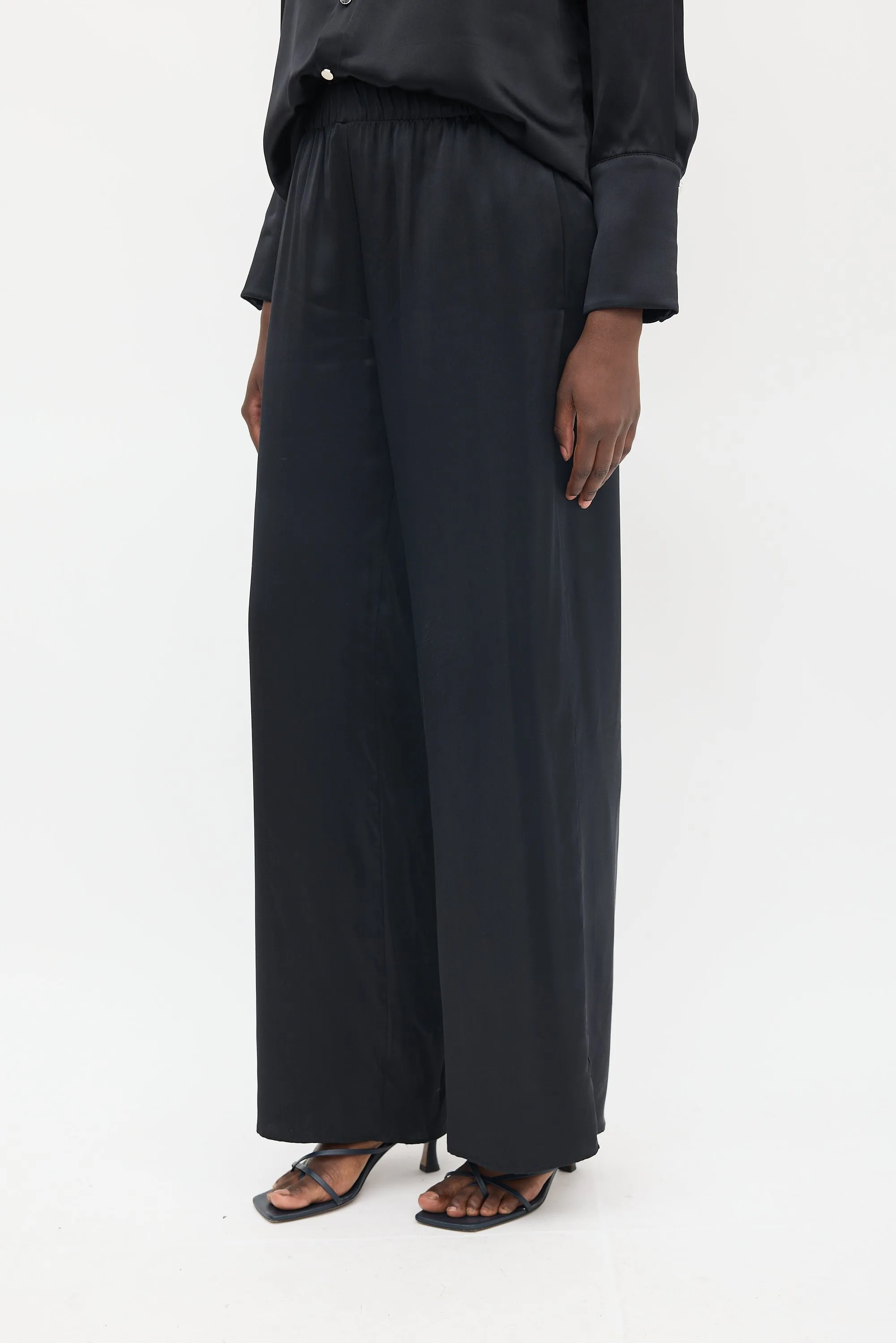 Black Silk Shirt & Pant Co-Ord Set