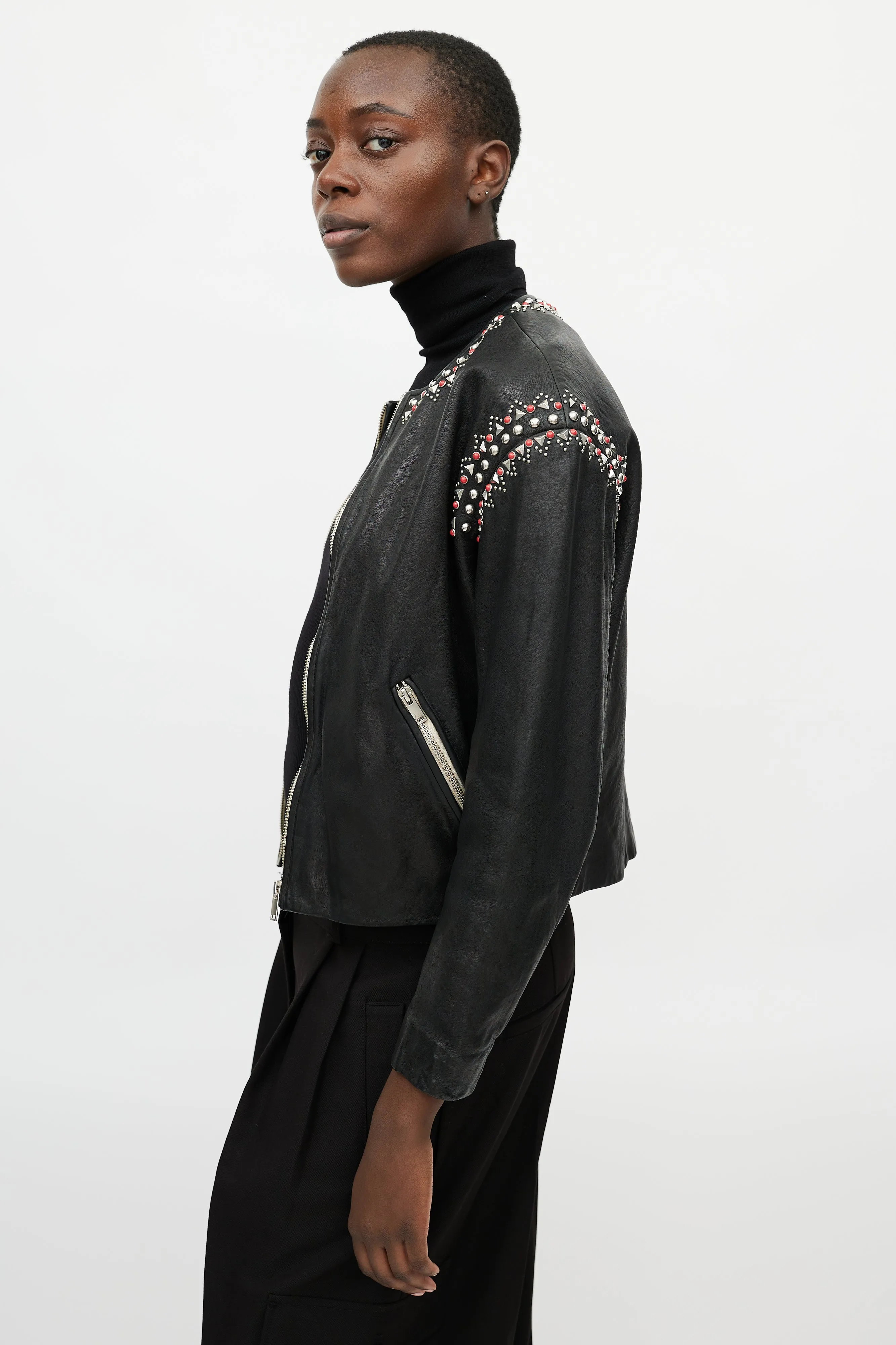Black Studded Leather Jacket