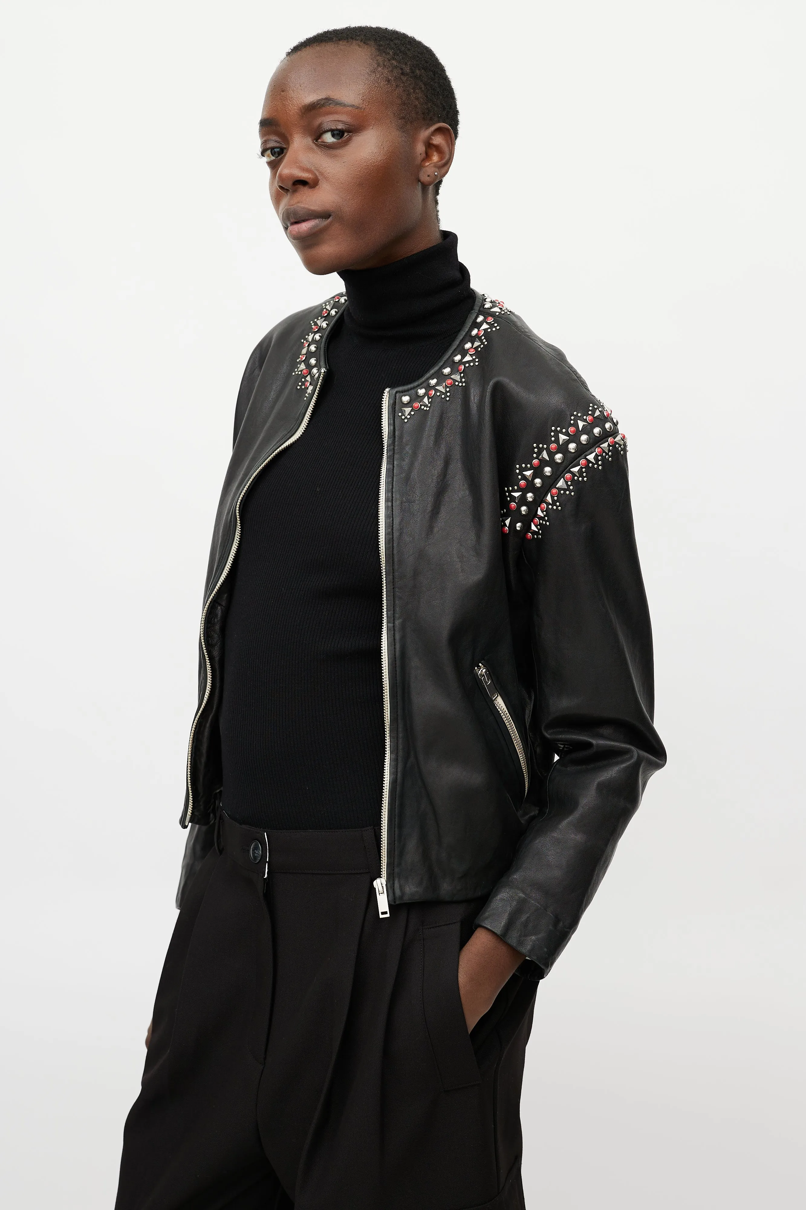 Black Studded Leather Jacket