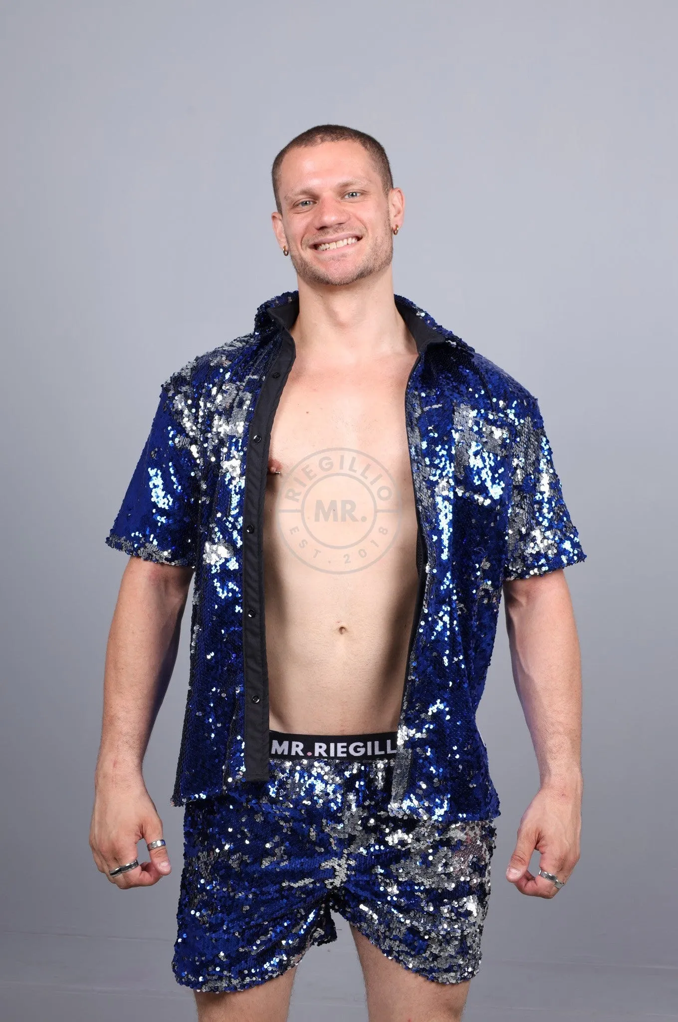 Blue/Silver Sequin Shirt