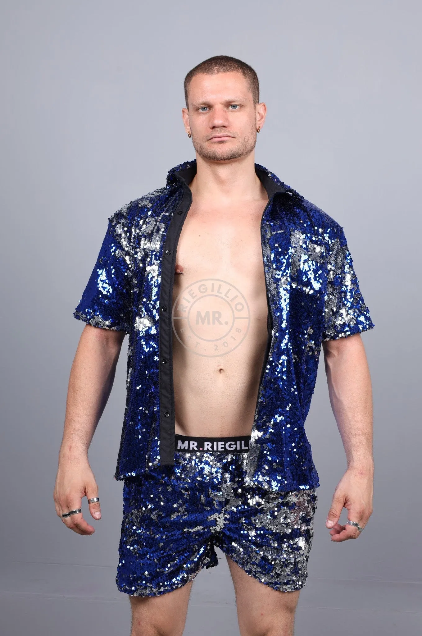 Blue/Silver Sequin Shirt
