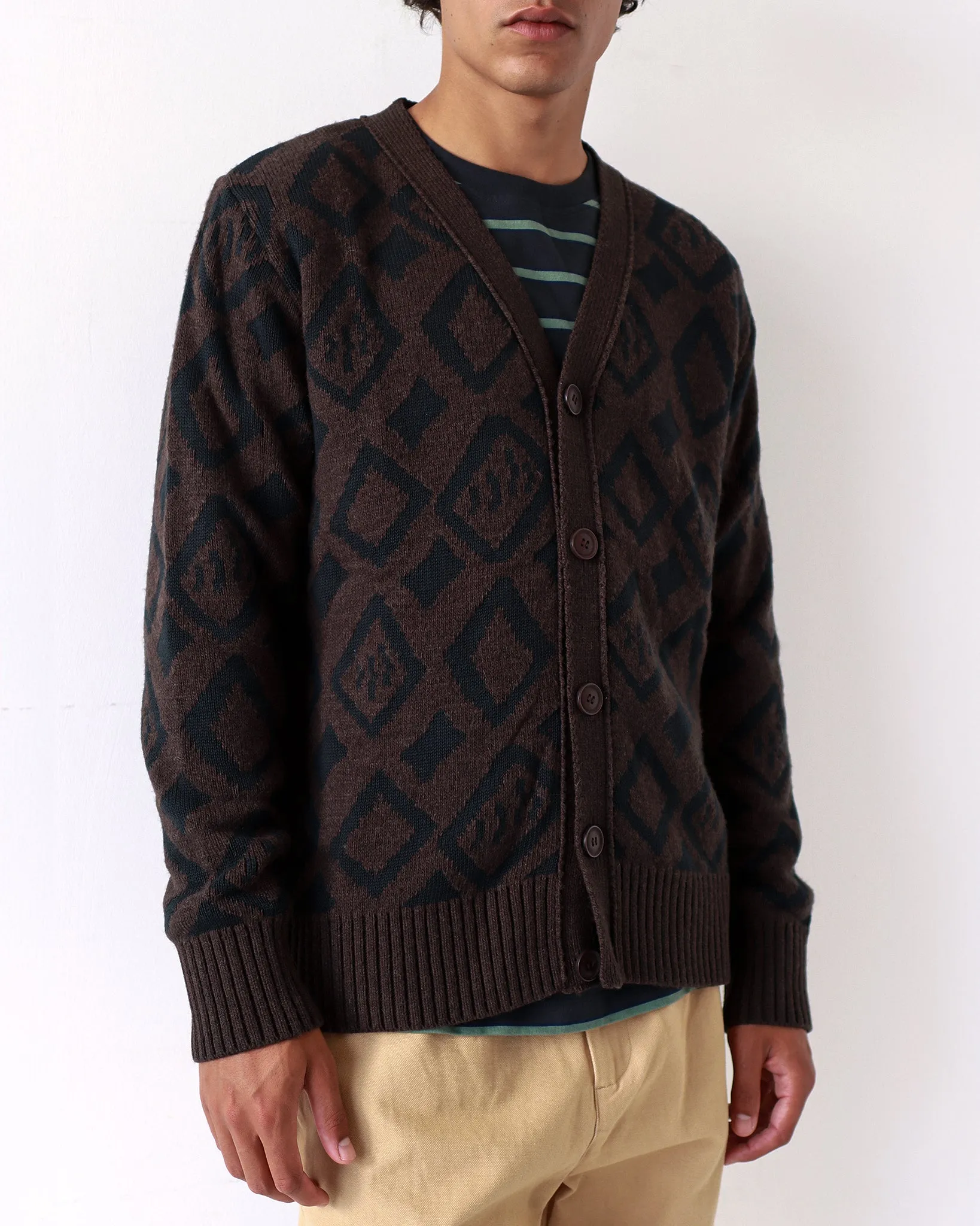 Buckley Cardigan - Brown / Black Geo Pattern