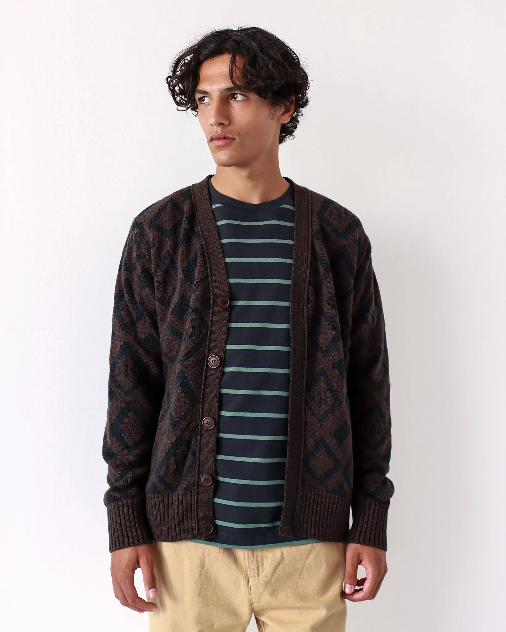 Buckley Cardigan - Brown / Black Geo Pattern