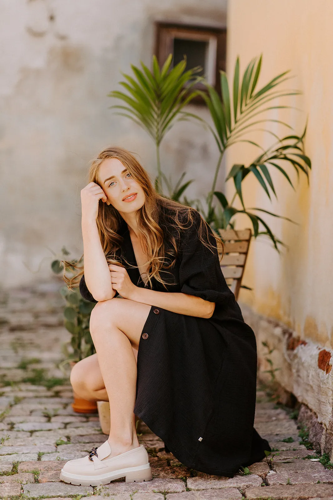 Button Skirt Black