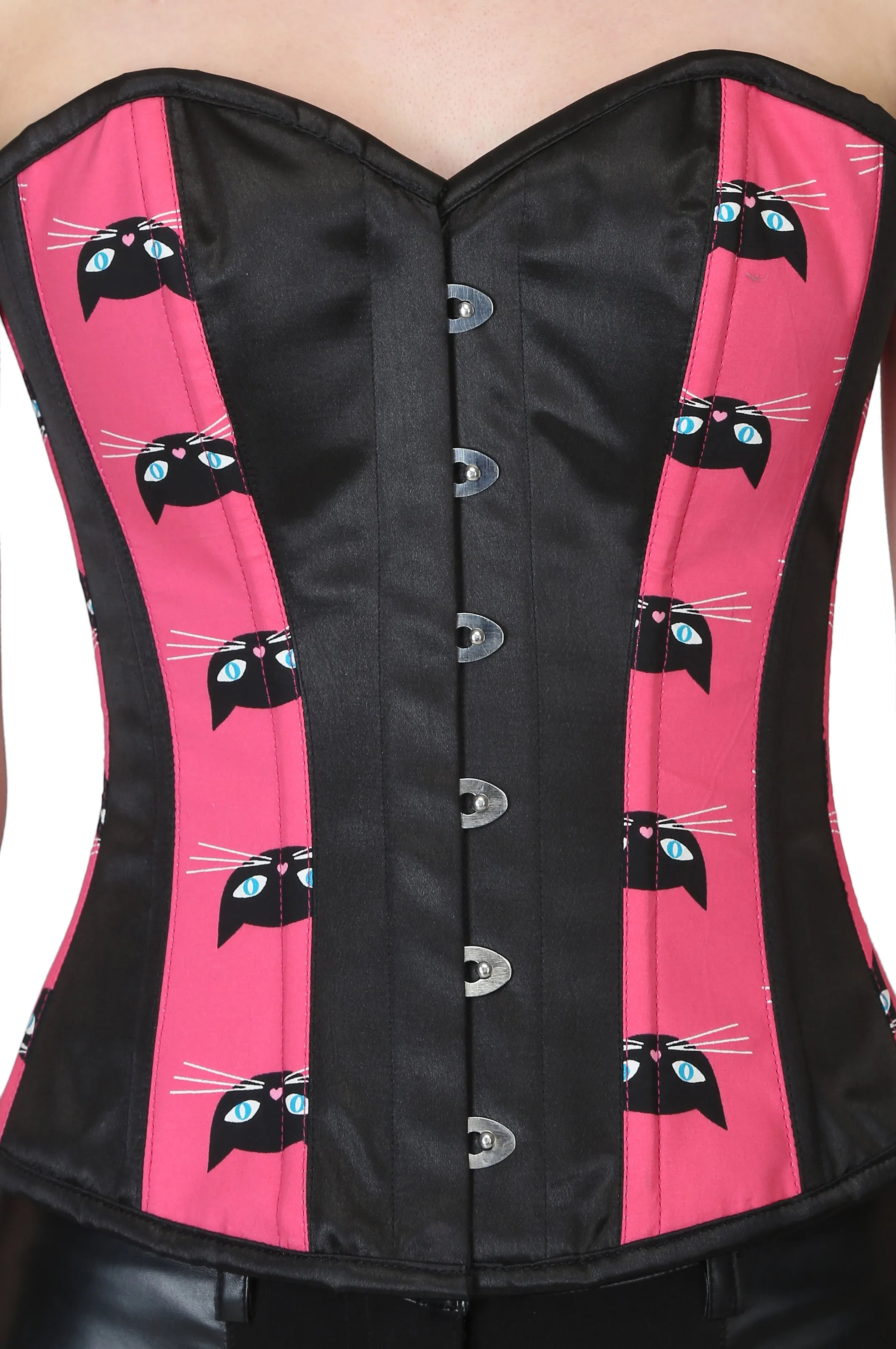 Cat print waist reducing overbust corset