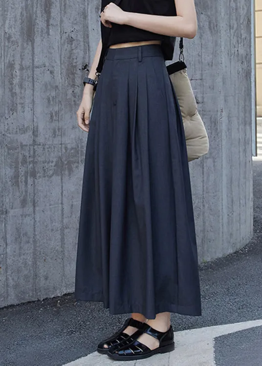 Chic Grey Pockets Wrinkled High Waist Patchwork Cotton Pants Skirt Fall LY9052