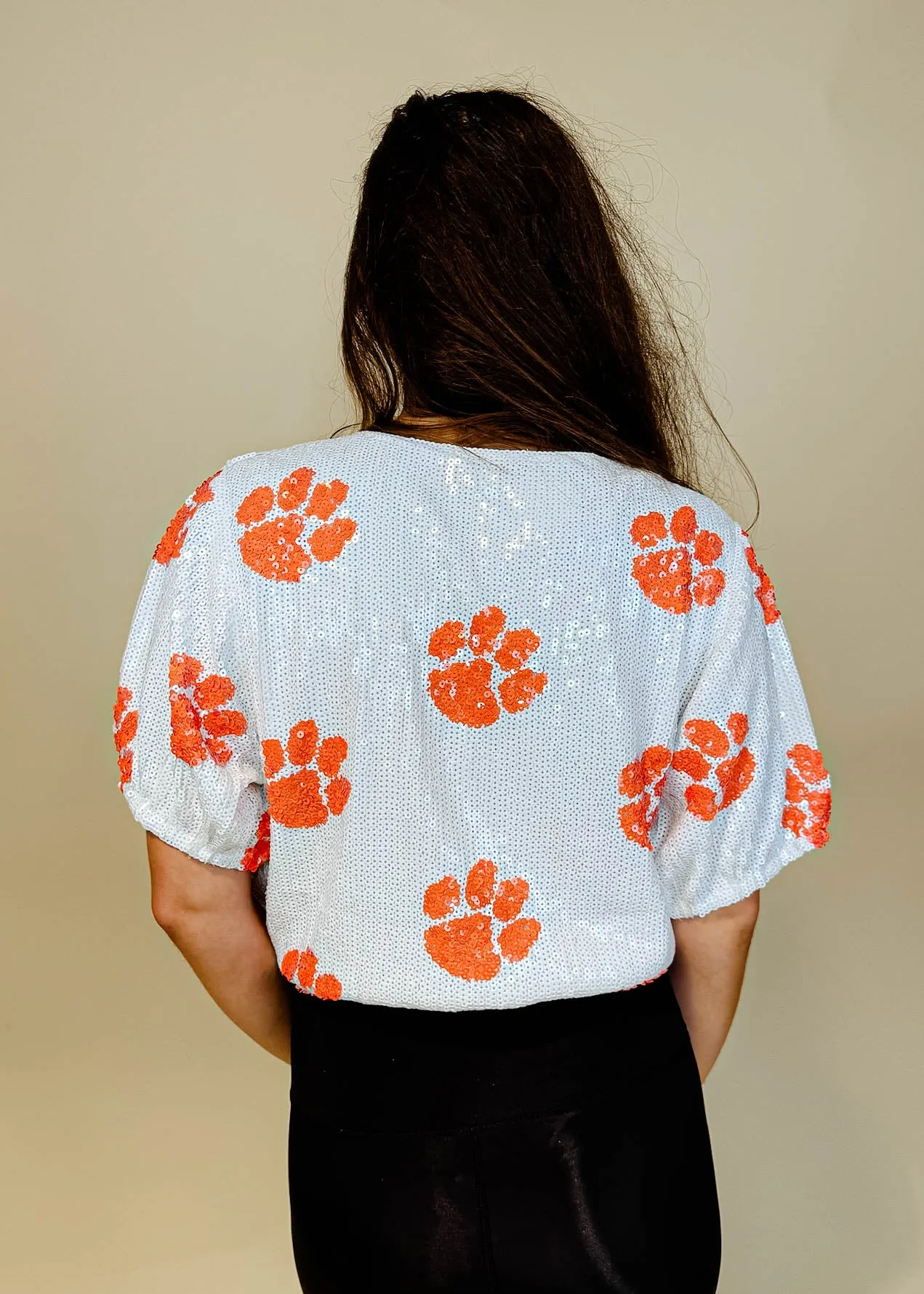 Clemson Sequin Crop Top
