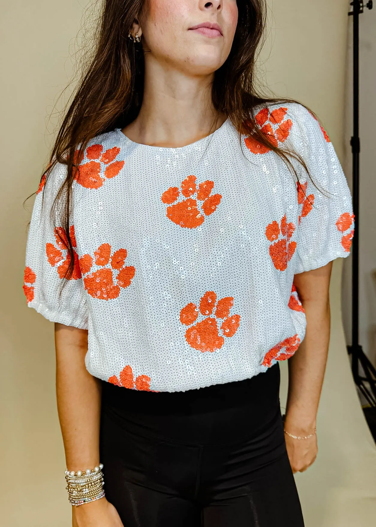 Clemson Sequin Crop Top