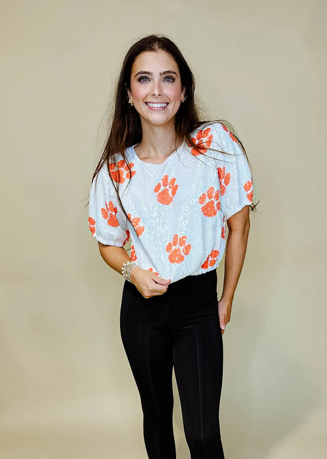Clemson Sequin Crop Top