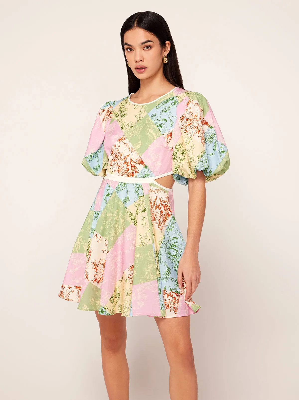 Coco Patched Toile De Jouy Mini Dress
