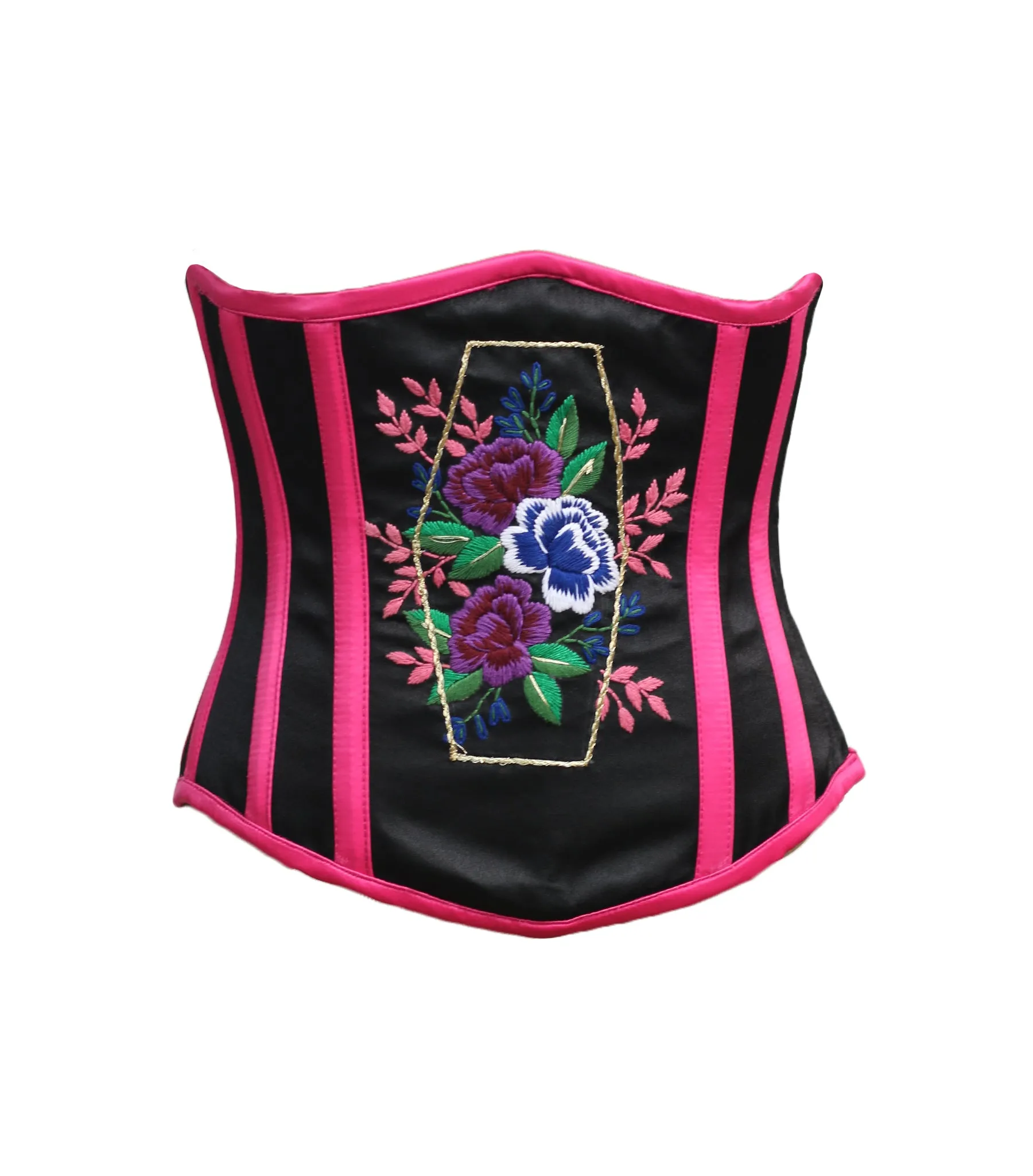 Coffin Embroidered waist reducing  underbust corset