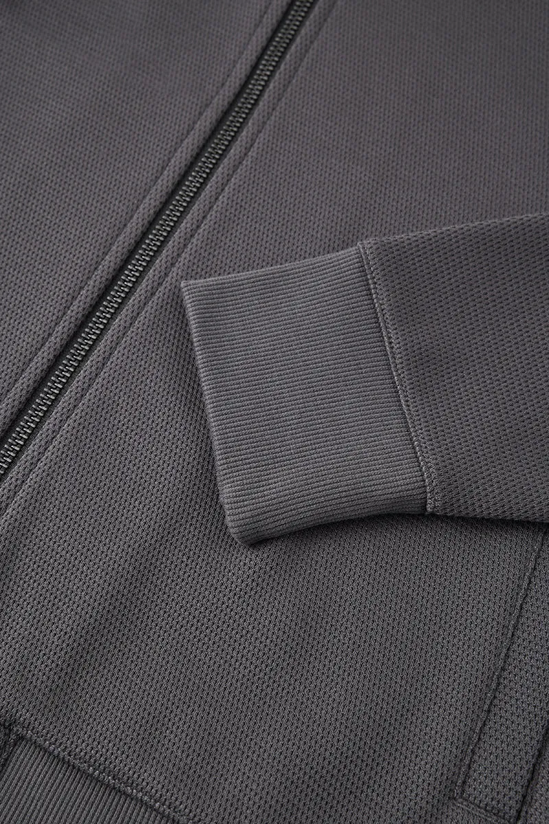 CottonSTRETCH Stand Collar Knit Jacket | Dark Grey GYE161