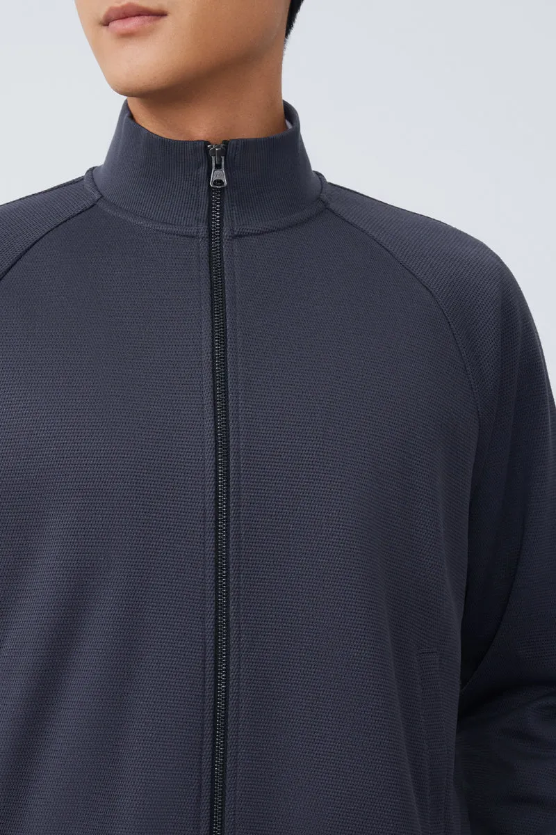 CottonSTRETCH Stand Collar Knit Jacket | Dark Grey GYE161