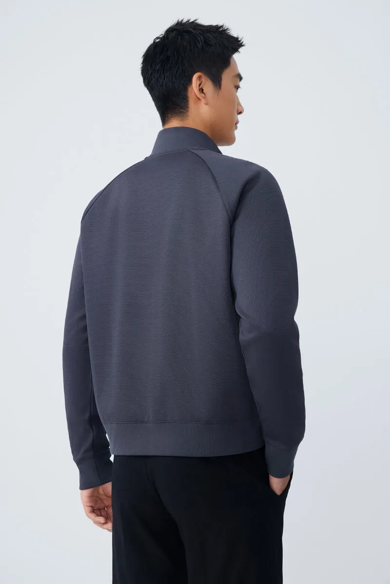 CottonSTRETCH Stand Collar Knit Jacket | Dark Grey GYE161