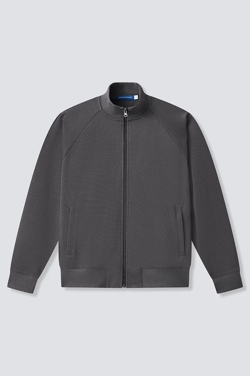CottonSTRETCH Stand Collar Knit Jacket | Dark Grey GYE161