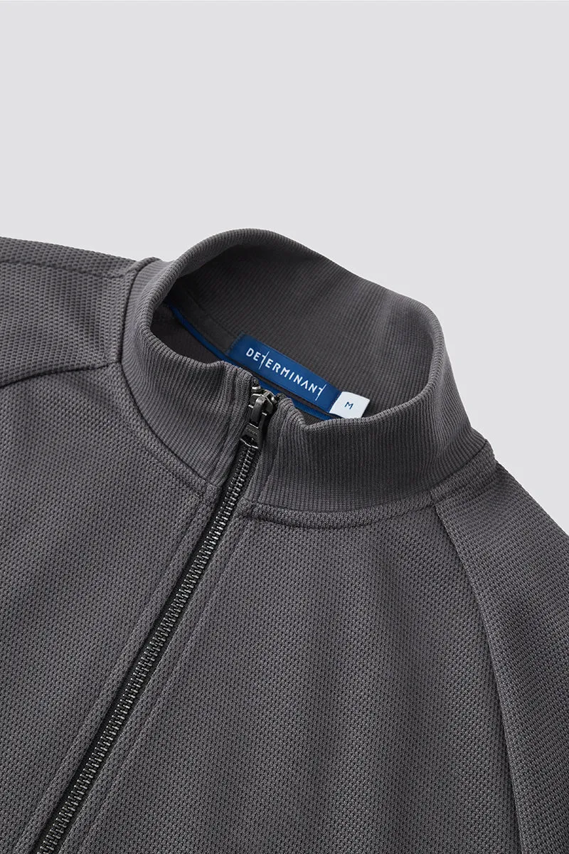 CottonSTRETCH Stand Collar Knit Jacket | Dark Grey GYE161