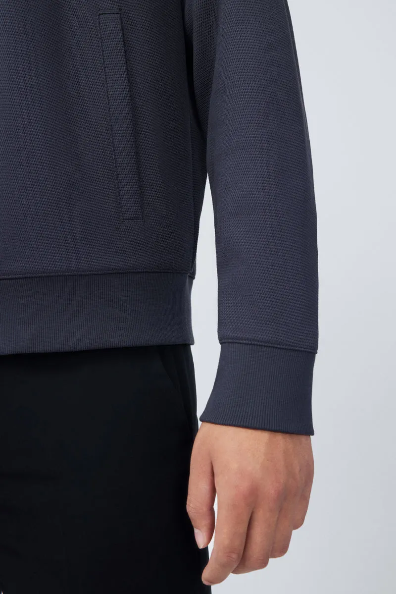 CottonSTRETCH Stand Collar Knit Jacket | Dark Grey GYE161