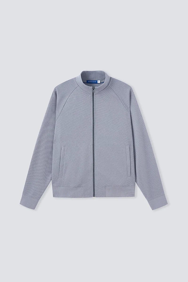 CottonSTRETCH Stand Collar Knit Jacket | Grey GYE144
